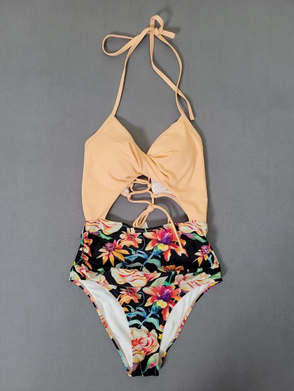 Girls' Peach & Floral One-Piece Swimsuit - Kids Swim